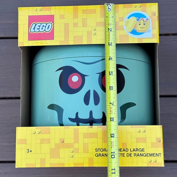 Lego Green Skeleton Head LARGE Storage Container Toy Organization Bin Stackable - Picture 2 of 8
